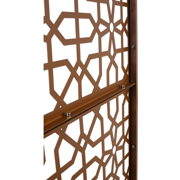 English Elm Outdoor Freestanding Metal Privacy Screen Geometric Lattice Fence for Patio Balcony Brown W465P193213