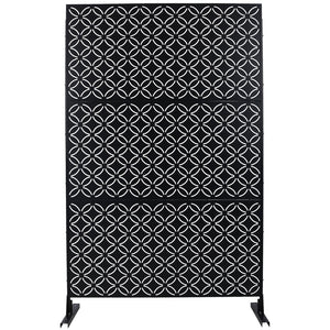 English Elm Outdoor Geometric Metal Privacy Screen Freestanding Lattice Panel for Patio Deck Garden Black PS107 W465P193215
