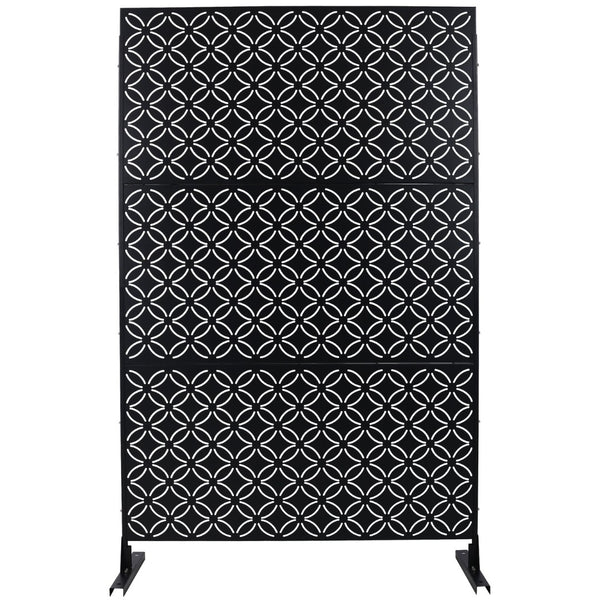 English Elm Outdoor Geometric Metal Privacy Screen Freestanding Lattice Panel for Patio Deck Garden Black PS107 W465P193215