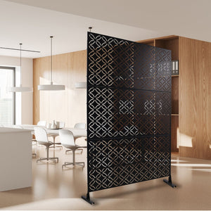 English Elm Outdoor Geometric Metal Privacy Screen Freestanding Lattice Panel for Patio Deck Garden Black PS107 W465P193215