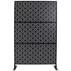 English Elm Outdoor Geometric Metal Privacy Screen Freestanding Lattice Panel for Patio Deck Garden Black PS107 W465P193215