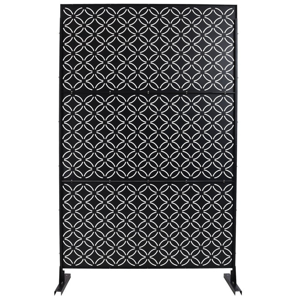 English Elm Outdoor Geometric Metal Privacy Screen Freestanding Lattice Panel for Patio Deck Garden Black PS107 W465P193215