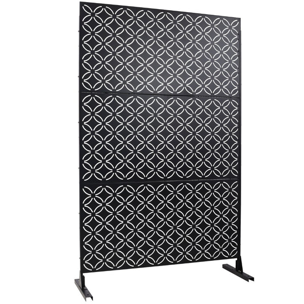 English Elm Outdoor Geometric Metal Privacy Screen Freestanding Lattice Panel for Patio Deck Garden Black PS107 W465P193215