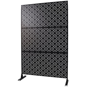 English Elm Outdoor Geometric Metal Privacy Screen Freestanding Lattice Panel for Patio Deck Garden Black PS107 W465P193215