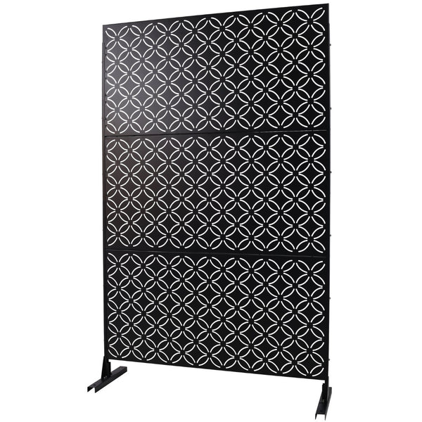 English Elm Outdoor Geometric Metal Privacy Screen Freestanding Lattice Panel for Patio Deck Garden Black PS107 W465P193215