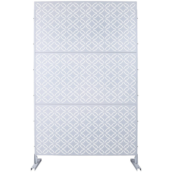 English Elm Outdoor Geometric Metal Privacy Screen Freestanding Lattice Panel for Patio Deck Garden White PS107 W465P193216