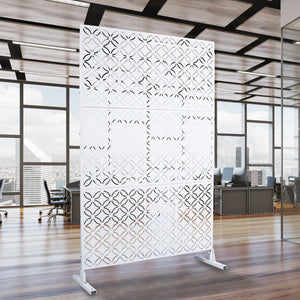 English Elm Outdoor Geometric Metal Privacy Screen Freestanding Lattice Panel for Patio Deck Garden White PS107 W465P193216
