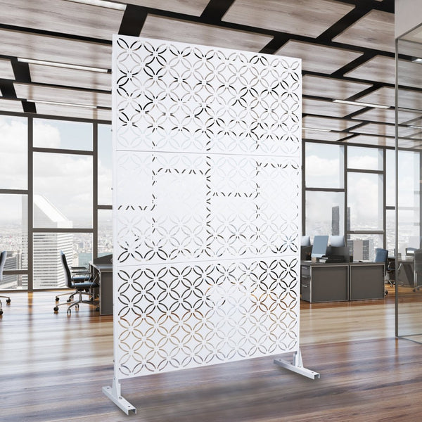 English Elm Outdoor Geometric Metal Privacy Screen Freestanding Lattice Panel for Patio Deck Garden White PS107 W465P193216