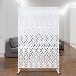 English Elm Outdoor Geometric Metal Privacy Screen Freestanding Lattice Panel for Patio Deck Garden White PS107 W465P193216