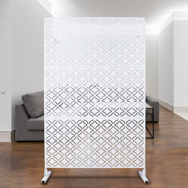 English Elm Outdoor Geometric Metal Privacy Screen Freestanding Lattice Panel for Patio Deck Garden White PS107 W465P193216