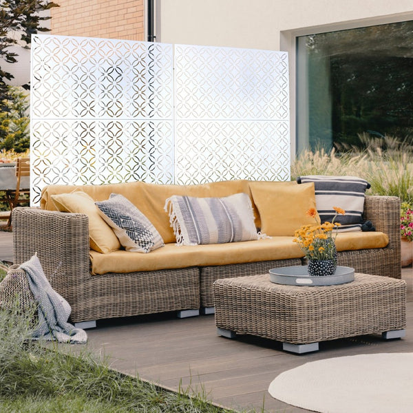 English Elm Outdoor Geometric Metal Privacy Screen Freestanding Lattice Panel for Patio Deck Garden White PS107 W465P193216