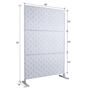 English Elm Outdoor Geometric Metal Privacy Screen Freestanding Lattice Panel for Patio Deck Garden White PS107 W465P193216