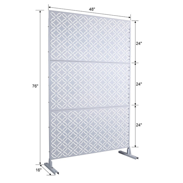 English Elm Outdoor Geometric Metal Privacy Screen Freestanding Lattice Panel for Patio Deck Garden White PS107 W465P193216