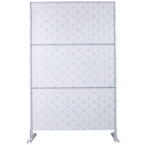 English Elm Outdoor Geometric Metal Privacy Screen Freestanding Lattice Panel for Patio Deck Garden White PS107 W465P193216