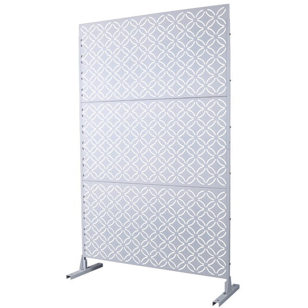 English Elm Outdoor Geometric Metal Privacy Screen Freestanding Lattice Panel for Patio Deck Garden White PS107 W465P193216