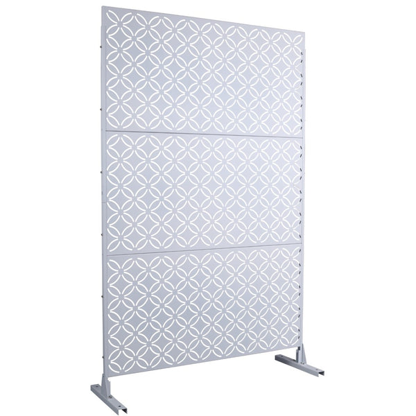 English Elm Outdoor Geometric Metal Privacy Screen Freestanding Lattice Panel for Patio Deck Garden White PS107 W465P193216