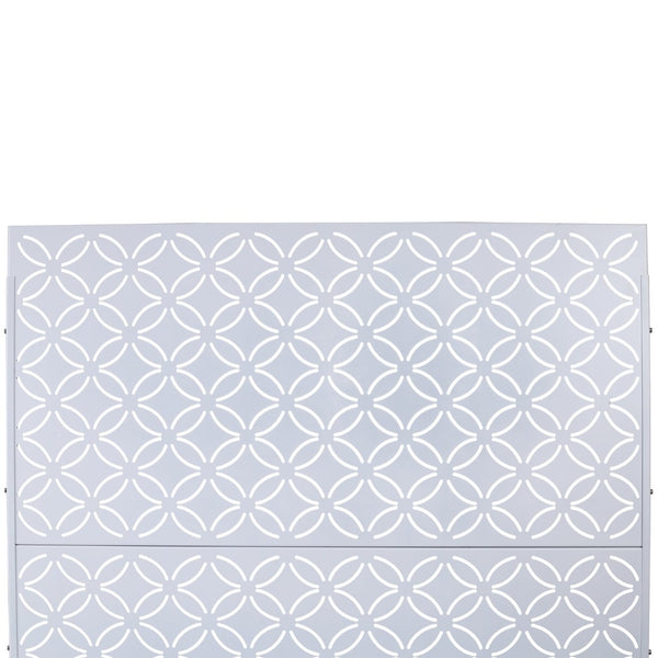 English Elm Outdoor Geometric Metal Privacy Screen Freestanding Lattice Panel for Patio Deck Garden White PS107 W465P193216