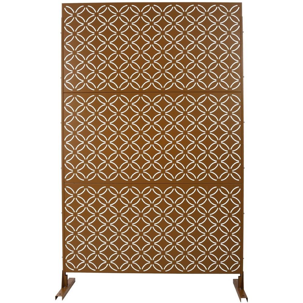 English Elm Outdoor Geometric Metal Privacy Screen Freestanding Lattice Panel for Patio Deck Garden Brown PS107 W465P193217
