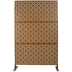 English Elm Outdoor Geometric Metal Privacy Screen Freestanding Lattice Panel for Patio Deck Garden Brown PS107 W465P193217