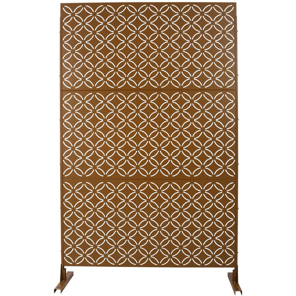 English Elm Outdoor Geometric Metal Privacy Screen Freestanding Lattice Panel for Patio Deck Garden Brown PS107 W465P193217