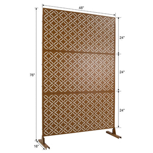 English Elm Outdoor Geometric Metal Privacy Screen Freestanding Lattice Panel for Patio Deck Garden Brown PS107 W465P193217