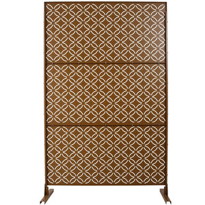 English Elm Outdoor Geometric Metal Privacy Screen Freestanding Lattice Panel for Patio Deck Garden Brown PS107 W465P193217