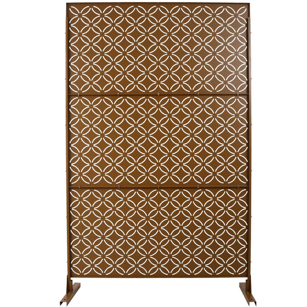 English Elm Outdoor Geometric Metal Privacy Screen Freestanding Lattice Panel for Patio Deck Garden Brown PS107 W465P193217