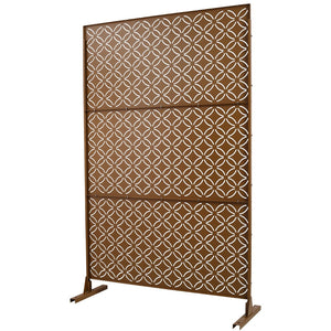 English Elm Outdoor Geometric Metal Privacy Screen Freestanding Lattice Panel for Patio Deck Garden Brown PS107 W465P193217