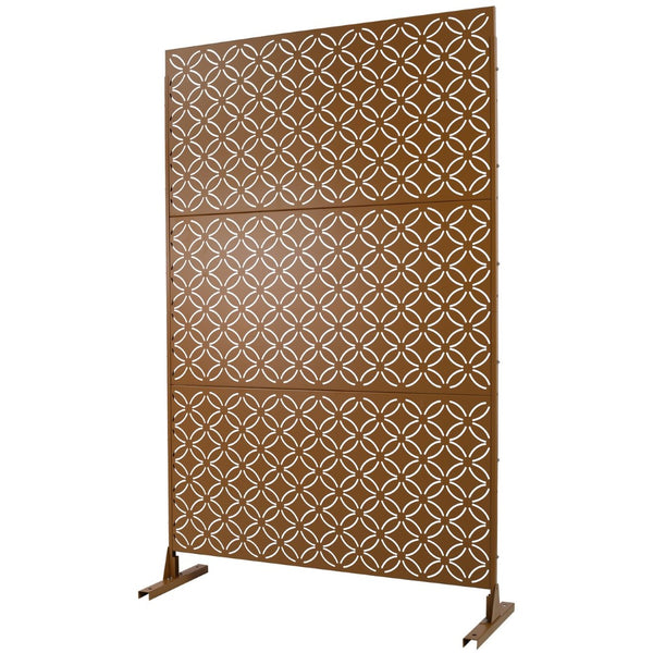 English Elm Outdoor Geometric Metal Privacy Screen Freestanding Lattice Panel for Patio Deck Garden Brown PS107 W465P193217