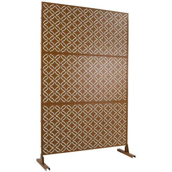 English Elm Outdoor Geometric Metal Privacy Screen Freestanding Lattice Panel for Patio Deck Garden Brown PS107 W465P193217