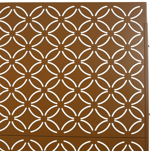 English Elm Outdoor Geometric Metal Privacy Screen Freestanding Lattice Panel for Patio Deck Garden Brown PS107 W465P193217