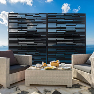 English Elm Outdoor Freestanding Metal Privacy Screen Geometric Laser Cut Panel for Patio Deck Garden W465P193218