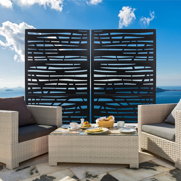 English Elm Outdoor Freestanding Metal Privacy Screen Powder Coated Panel for Patio Deck Garden W465P193224
