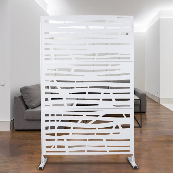 English Elm Outdoor Freestanding Metal Privacy Screen Lattice Panel for Patio Deck or Garden White PS109 W465P193227