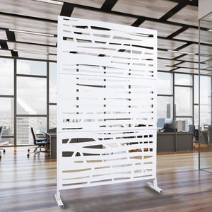 English Elm Outdoor Freestanding Metal Privacy Screen Lattice Panel for Patio Deck or Garden White PS109 W465P193227