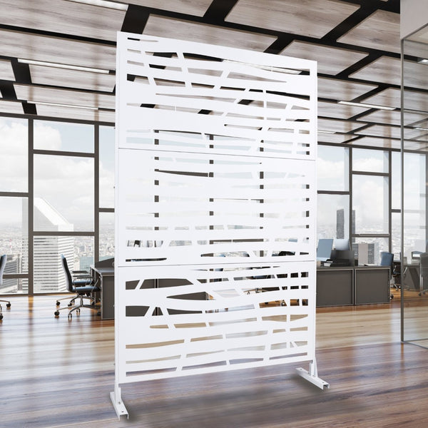 English Elm Outdoor Freestanding Metal Privacy Screen Lattice Panel for Patio Deck or Garden White PS109 W465P193227