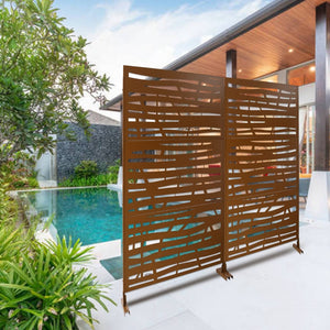 English Elm Outdoor Freestanding Metal Privacy Screen Lattice Panel for Patio Deck or Garden Brown PS109 W465P193229