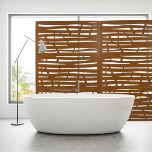 English Elm Outdoor Freestanding Metal Privacy Screen Lattice Panel for Patio Deck or Garden Brown PS109 W465P193229