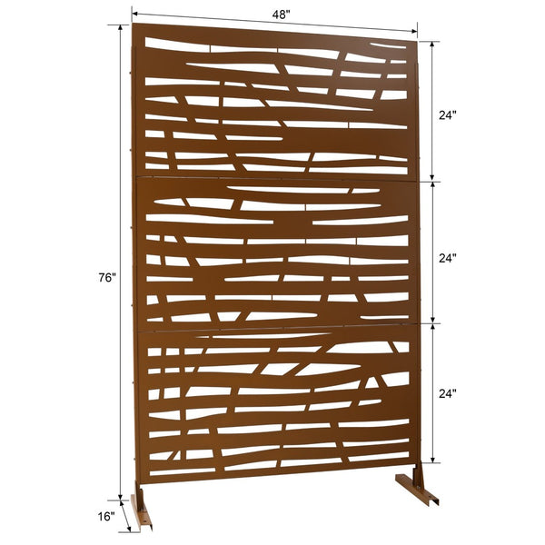English Elm Outdoor Freestanding Metal Privacy Screen Lattice Panel for Patio Deck or Garden Brown PS109 W465P193229