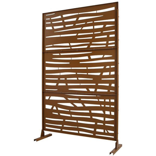 English Elm Outdoor Freestanding Metal Privacy Screen Lattice Panel for Patio Deck or Garden Brown PS109 W465P193229