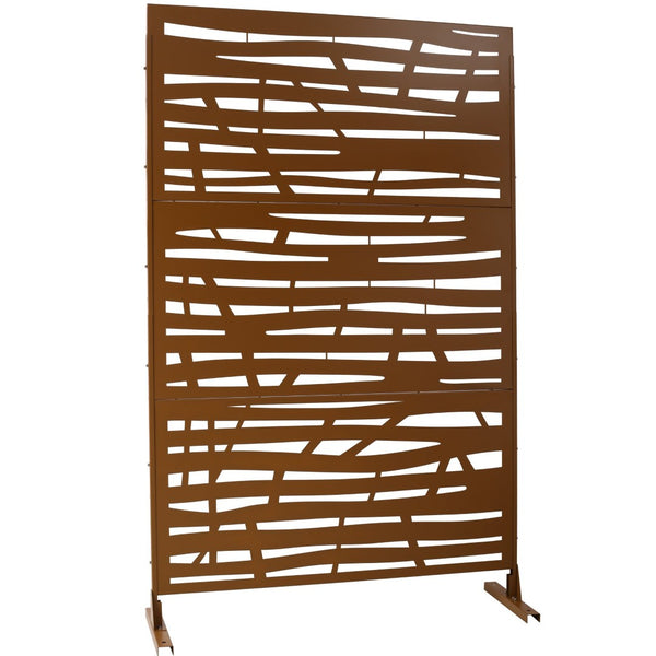 English Elm Outdoor Freestanding Metal Privacy Screen Lattice Panel for Patio Deck or Garden Brown PS109 W465P193229