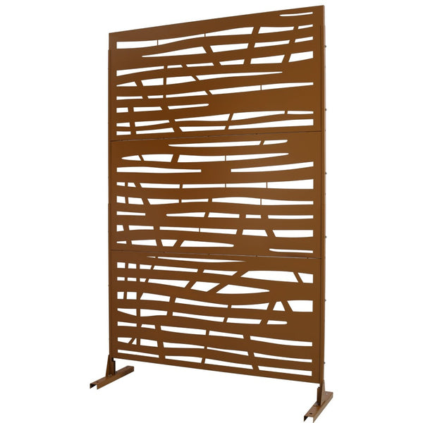 English Elm Outdoor Freestanding Metal Privacy Screen Lattice Panel for Patio Deck or Garden Brown PS109 W465P193229