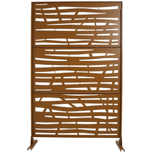 English Elm Outdoor Freestanding Metal Privacy Screen Lattice Panel for Patio Deck or Garden Brown PS109 W465P193229