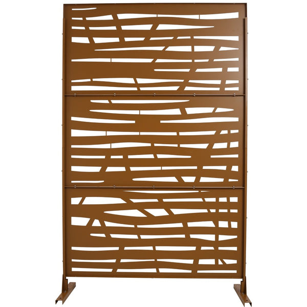 English Elm Outdoor Freestanding Metal Privacy Screen Lattice Panel for Patio Deck or Garden Brown PS109 W465P193229
