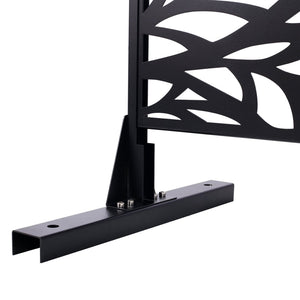 English Elm Outdoor Freestanding Geometric Metal Privacy Panel for Patio Balcony Deck Garden Black W465P193232