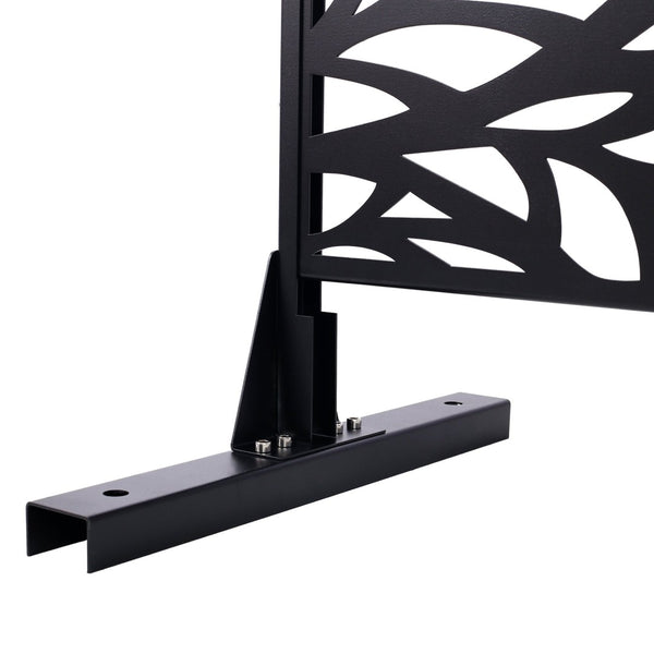 English Elm Outdoor Freestanding Geometric Metal Privacy Panel for Patio Balcony Deck Garden Black W465P193232