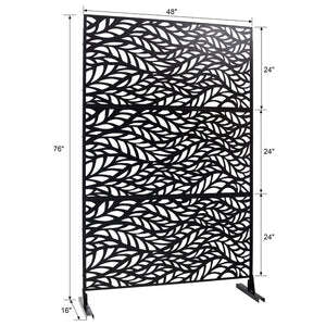 English Elm Outdoor Freestanding Geometric Metal Privacy Panel for Patio Balcony Deck Garden Black W465P193232
