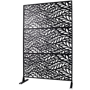 English Elm Outdoor Freestanding Geometric Metal Privacy Panel for Patio Balcony Deck Garden Black W465P193232