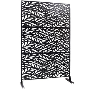 English Elm Outdoor Freestanding Geometric Metal Privacy Panel for Patio Balcony Deck Garden Black W465P193232