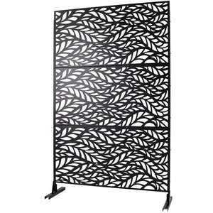English Elm Outdoor Freestanding Geometric Metal Privacy Panel for Patio Balcony Deck Garden Black W465P193232